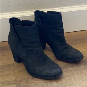 Black leather booties